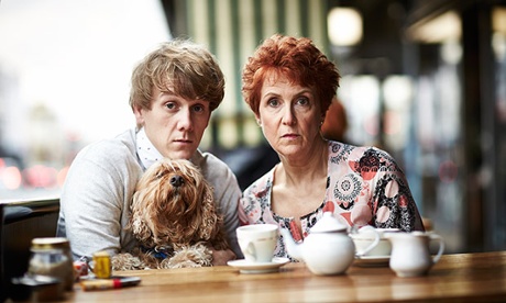 Josh and his onscreen mum Rose played by Debra Lawrance and his dog John. Please Like Me
