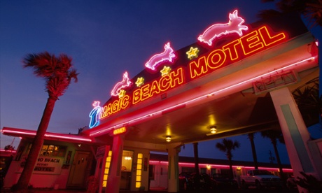 Neon sign for Magic Beach Motel, Florida, USA