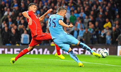 Stevan Jovetic scores in Manchester City v LiverpoolBarclays Premier League