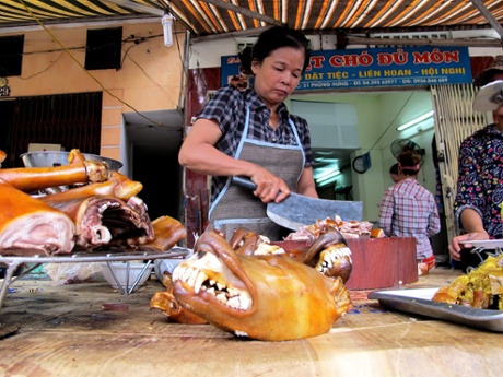 Dog meat stall in Hanoi