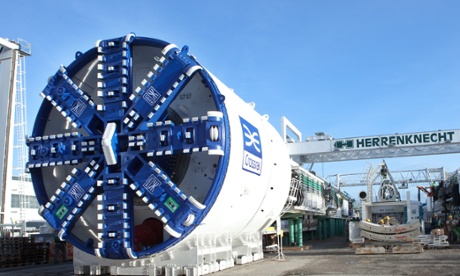 One of the eight 1000-tonne tunnel boring machines used in the project to create a new railway under London.