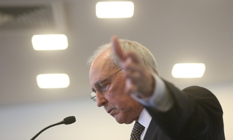 Former Prime Minister Paul Keating launches his former Minister for Foreign Affairrs Gareth Evans book Inside the Hawke-Keating government this morning at the ANU