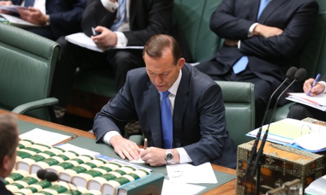 The Prime Minister Tony Abbott during question time in the House of Representatives, Wednesday 27th August 2014
