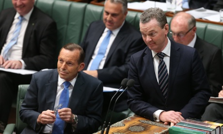 The Prime Minister Tony Abbott and Education Minister Christopher Pyne during question time in the House of Representatives, Wednesday 27th August 2014