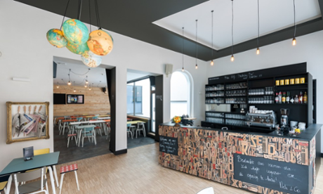 Bar area. Backstay Hostel Ghent