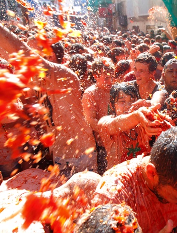 La Tomatina festival in full swing