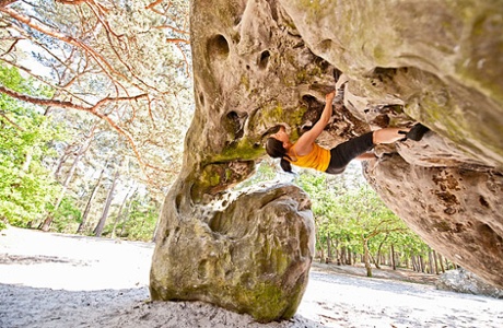 Climber on a steep slope