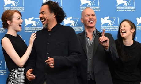 Emma Stone, Alejandro Inarritu, Michael Keaton and Andrea Riseborough at the Birdman photocall