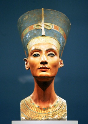 View of the bust of one of history's great beauties, Queen Nefertiti of Egypt
