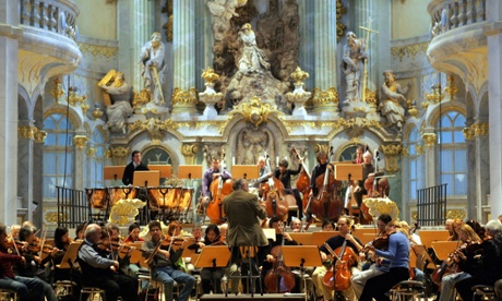 The Monte-Carlo Philharmonic Orchestra (not pictured) at the Grimaldi Forum (not pictured). This is the New York Philharmonic Orchestra at the Frauenkirche in Dresden. I tried my best.