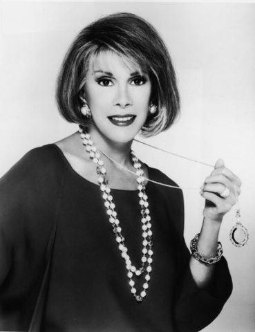 Promotional portrait of American comedian and actor Joan Rivers, 1980s.