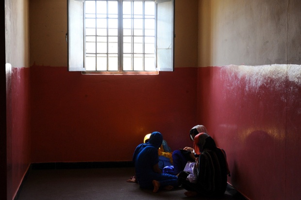 Prisoners gather in a group