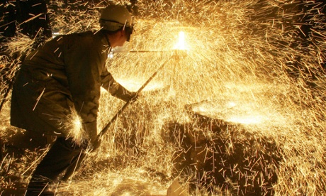 Steel worker in furnace
