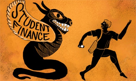 student runs from student finance lizard