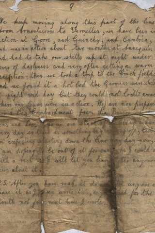 Smuggled letter from the Front. France, 1914: This is a letter, smuggled back by my great grandfather to his family, illegally (to avoid the censors) at the beginning of the First World War, to give a realistic account of his time in France. The picture is of the final page, and I've shown it for the last quote at the end... 