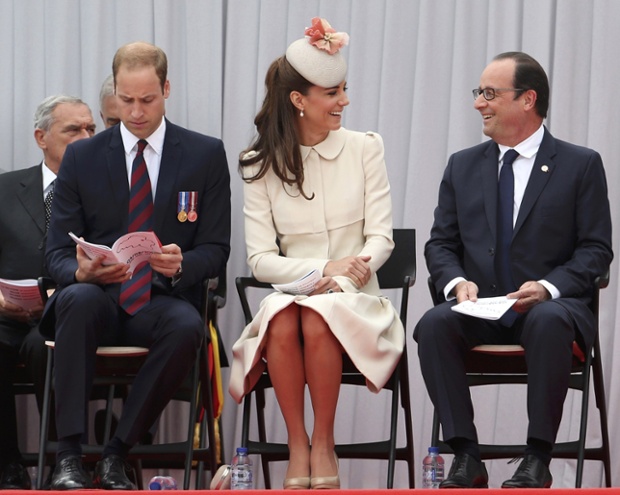 Prince William, and Catherine, Duchess of Cambridge attend a WW1 100 Years Commomoration Ceremony with French President Francois Hollande, in Liege, Belgium.
