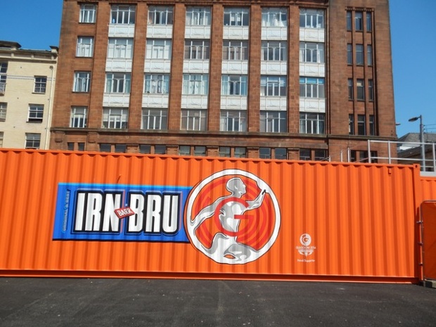 'Hand Painted by local artist: Irn Bru one of the Sponsors'