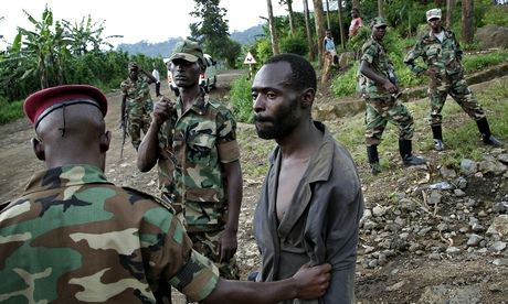 A man suspected of being an FDLR fighter is detained near Goma in eastern DRC