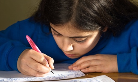 A girl writing