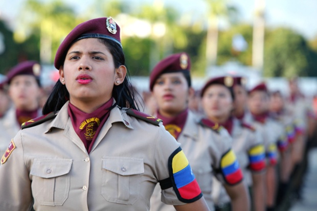 Members of the National Bolivarian Guard participate in the commemoration of its 77th anniversary in Tiuna Fort