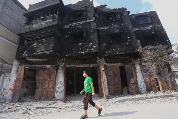 Destroyed houses in the Shujai'iya neighbourhood of Gaza City.