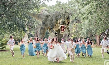 Dinosaur wedding photo