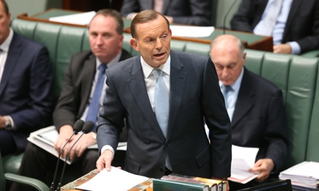 Tony Abbott addresses the chamber about Australia's military commitments to the conflict in Iraq.