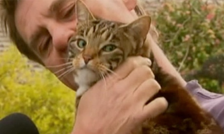 Sally the cat saves owner Craig Jeeves from house fire.