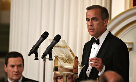 Mark Carney, bank governor, right, at the Lord Mayor's banquet with the chancellor, George Osborne