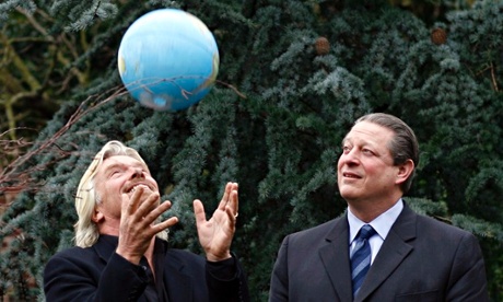 Airline tycoon Richard Branson with former US vice-president Al Gore