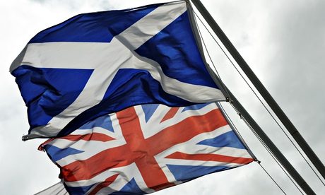 The Saltire, the flag of Scotland flies