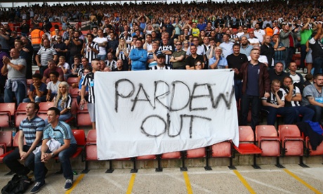 This 'Pardew Out' banner was unfurled even before the fourth Southampton goal went in.