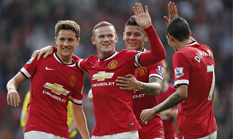 Wayne Rooney and team-mates celebrate