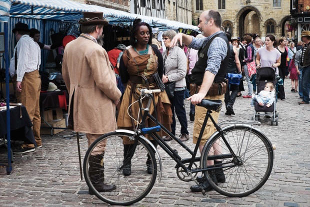 A market runs throughout the weekend and is a meeting point for steampunks and local residents