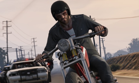 man on motorcycle, still from video game