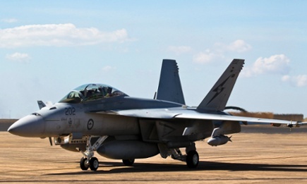 A No. 1 Squadron F/A-18F Super Hornet in Darwin earlier this year. Photograph: David Said/RAAF/AAP
