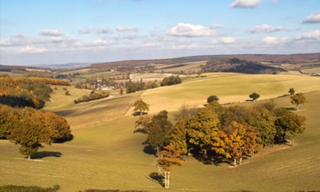  View towards the village of Singleton West Sussex England UK