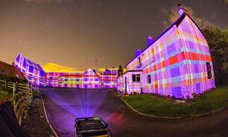 Northern lights … Leyden Farm in West Lothian has been bathed in tartan by Projector Club.