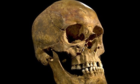 The full skull of the skeleton of Richard III found at the Greyfriars church excavation site in Leicester. Photograph: AFP/Getty Images