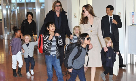 Brad Pitt, Angelina Jolie and their children Maddox, Pax, Zahara, Shiloh, Knox, and Vivienne