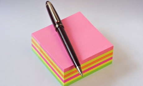 Pen with post-it notes