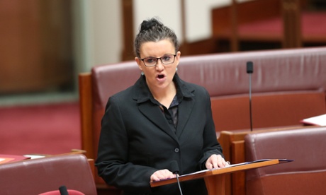 PUP senator Jacqui Lambie during debate in the senate chamber this morning in Parliament House in Canberra, Wednesday 24th September 2014 #politicslive Photograph  by Mike Bowers for The Guardian Australia