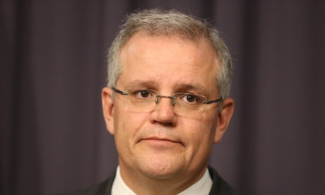 The Minister for Immigration Scott Morrison at a press conference in the blue room of Parliament House in Canberra this morning, Thursday 25th September 2014
