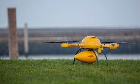 DHL's Parcelcopter on the land.