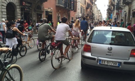 Recent biking action on Via del Corso