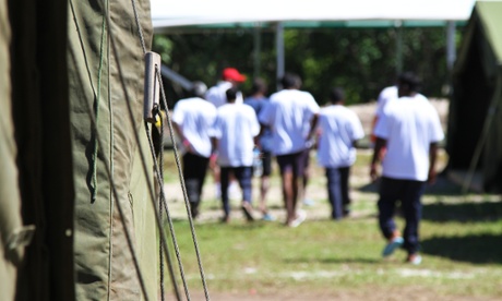 Asylum seekers in the detention centre on Nauru.