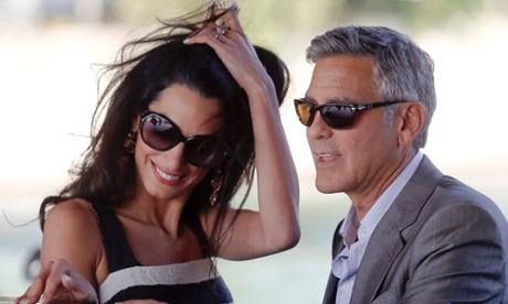 George Clooney and Amal Alamuddin arrive in Venice on Friday