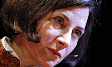 Close-up of Donna Tartt, with her dark bobbed hair