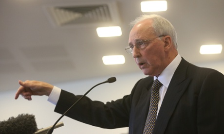 Paul Keating launches his former Minister for Foreign Affairrs Gareth Evans book Inside the Hawke-Keating government this morning at the ANU in. Canberra,  Wednesday 27th August 2014 #politicslive Photograph  by Mike Bowers for The Guardian Australia