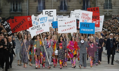Herstory ... Protest chic at the Chanel show.